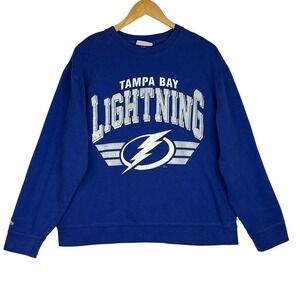Mitchell & Ness Tampa Bay Lightning Sweatshirt Mens XL Blue NHL Graphic Crewneck